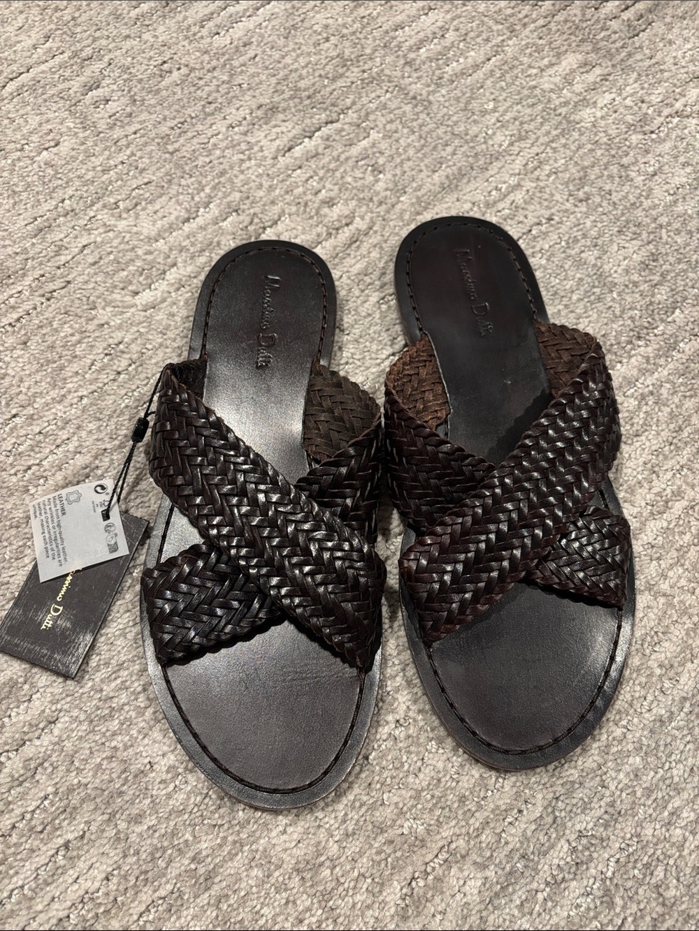 Massimo Dutti Braided Slide Sandals in Dark Brown -  Women's  Shoes size 6.5